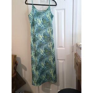 Express "Colors Of  The Sea" W/ Spaghetti Strap Slip On Maxi Dress Sz M